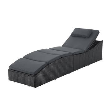 Ligbed / Zonnebed Lamia - Zwart - Polyrotan - Verstelbare ru, Verzenden, Nieuw