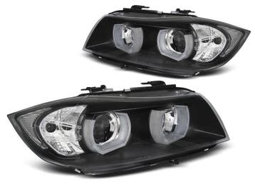 Koplampen BMW E90/E91 05-08 Angel Eyes U-Type 3D zwart, Ophalen of Verzenden, Nieuw