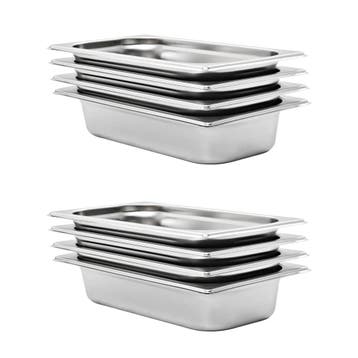 vidaXL Gastronormbakken 8 st GN 1/3 65 mm roestvrij staal, Verzenden, Nieuw