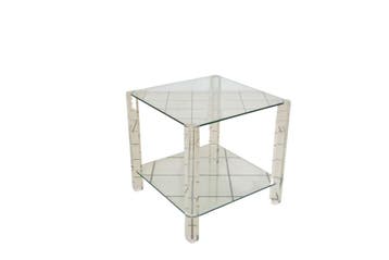 Moderne glazen bijzettafel met transparant acryl frame, Ophalen of Verzenden, Nieuw