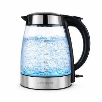 Glazen Waterkoker - 1,7L - 2200W - LEDVerlichting kalkfilter, Verzenden, Zo goed als nieuw