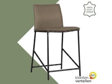 Leren barkruk laag Favor - Toledo Moss (bruin/groen) -, Huis en Inrichting, Barkrukken, 60 tot 90 cm, Nieuw, Leer, Ophalen of Verzenden