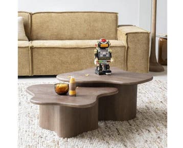 Salontafel Fall organisch set van 2 mangohout - Bruin |, Ophalen of Verzenden, Nieuw