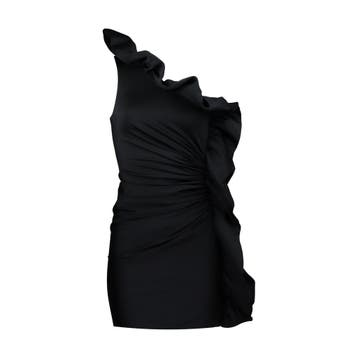 House of Amen • zwarte one shoulder jurk • 36 (IT42), Kleding | Dames, Jurken, House of Amen, Verzenden, Zwart, Nieuw