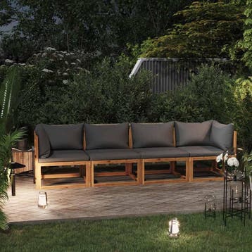 vidaXL Tuinbank 4-zits met kussen massief acaciahout, Verzenden, Nieuw, Hardhout