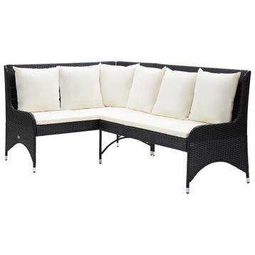 vidaXL Tuinhoekbanken 2 st poly rattan zwart, Verzenden, Nieuw