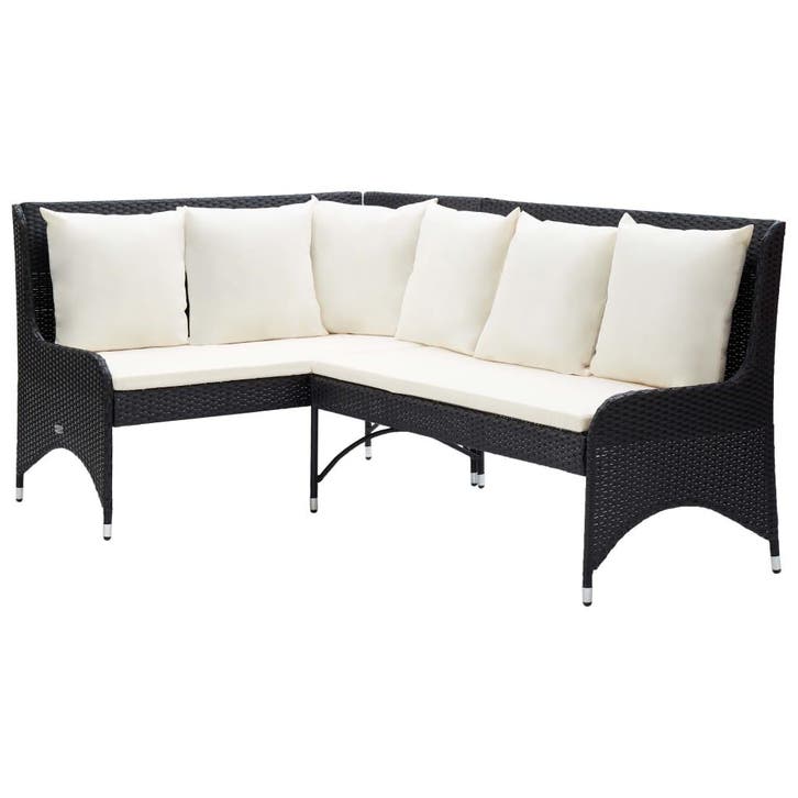 vidaXL Tuinhoekbanken 2 st poly rattan zwart, Tuin en Terras, Tuinsets en Loungesets, Nieuw, Verzenden
