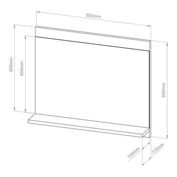 Badkamerspiegel Krildihana met plank 50x60x12 cm wit [en.cas, Huis en Inrichting, Woonaccessoires | Spiegels, Verzenden, Nieuw