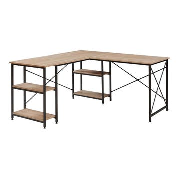 Bureau Klirurud L-vormig of recht bureau eikenkleurig en zwa, Verzenden, Nieuw
