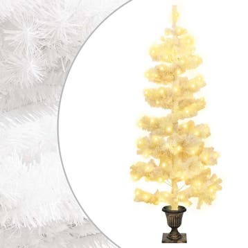 vidaXL Kunstkerstboom met verlichting en pot 120 cm PVC wit, Diversen, Kerst, Verzenden, Nieuw
