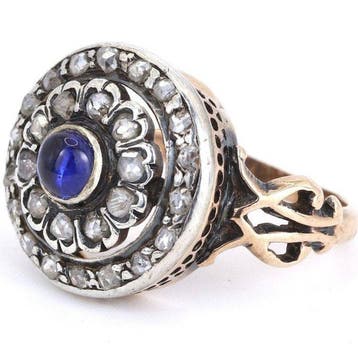 Ring antiek Edwardiaans in rosegoud en platina met, Nieuw
