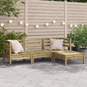 vidaXL Tuinbank 3-zits met voetenbank geïmpregneerd hout, Tuin en Terras, Tuinsets en Loungesets, Verzenden, Nieuw