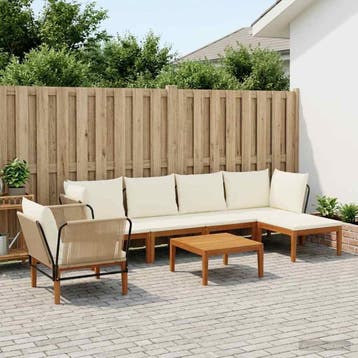 vidaXL 7 st Massief acaciahout & touw Naturel, Verzenden, Nieuw, 7 zitplaatsen