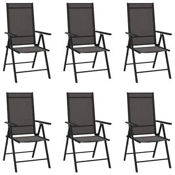 vidaXL Klapstoelen 6 stuks Textilene Zwart, Tuin en Terras, Verzenden, Nieuw, Aluminium