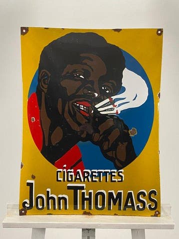 John Thomass - Emaille bord - 60x45cm - Gemaakt van dikke