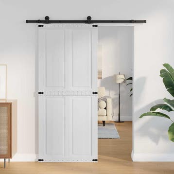 vidaXL Schuifdeur Corona Wit 90 x 210 cm Massief grenenhout, Verzenden, Nieuw
