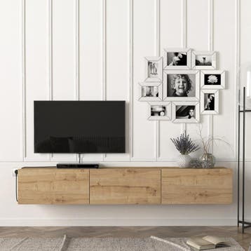 [en.casa] Tv-meubel Vihti zwevend 180x31x29,5 cm eiken, Verzenden, Nieuw