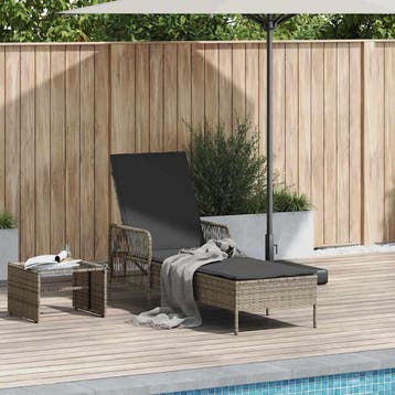 vidaXL Ligstoel poly rattan Grijs en Donkergrijs, Verzenden, Nieuw