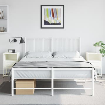 vidaXL Nachtkastjes 2 st 36x39x60,5 cm staal wit, Verzenden, Nieuw, Metaal of Aluminium