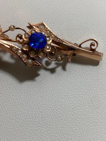 Broche - 10 kt. Roségoud, Geel goud Synthetische edelsteen -