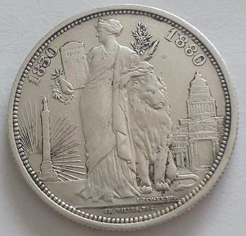 België. Leopold II. 5 Francs 1880 50 jarig bestaan v.d