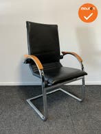 Ahrend A350 vergaderstoel - Zwart leer - Hoge rug, Vergader- of Presentatieruimte, Ophalen of Verzenden, Gebruikt, Stoel