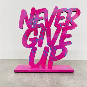 AIIROH - Wood Sculpture - Never Give Up, Antiek en Kunst, Kunst | Designobjecten