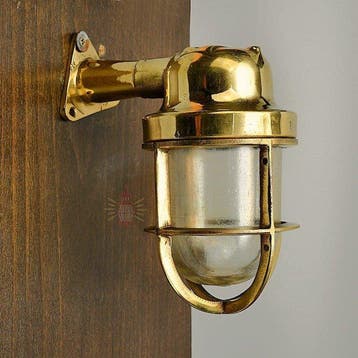 Wandlamp - Messing, Glas - Industrieel kooi-lamp