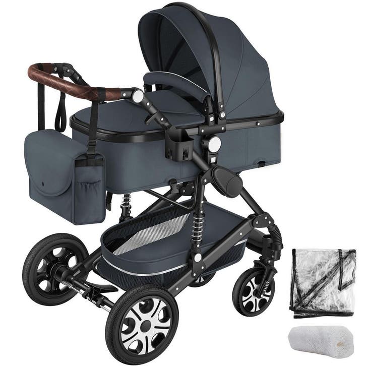 Combi-kinderwagen Mats, opvouwbaar, 5-puntsgordel - antracie, Kinderen en Baby's, Kinderwagens en Combinaties, Verzenden