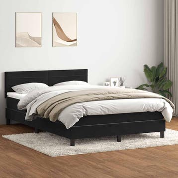vidaXL Boxspring met matras fluweel zwart 160x210 cm, Verzenden, Zwart, Stof, Nieuw