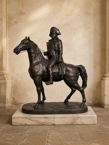 sculptuur, Zeer grote massieve Napoleon te paard - 66 cm -
