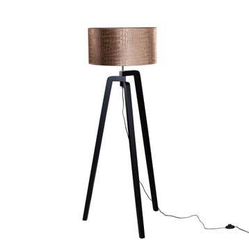 Vloerlamp zwart met velours kap krokodil 50cm - Puros, Verzenden, Nieuw, Hout, Classic-antique