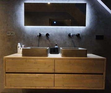 Badkamermeubels met softclose lades massief hout op maat!, Ophalen of Verzenden, Nieuw, Wastafelkast