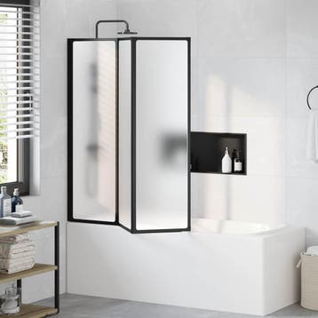 vidaXL Douchescherm Zwart 132 x 2 x 140 cm Aluminium en PP, Verzenden, Nieuw