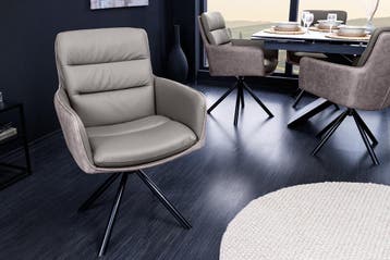 Draaibare Design Stoel BIG GEORGE taupe Echt Lederen, Ophalen of Verzenden, Nieuw
