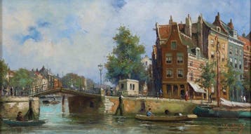 J.G. Smits (1823-1910) - De Spaanse Kade, Antiek en Kunst, Kunst | Schilderijen | Klassiek