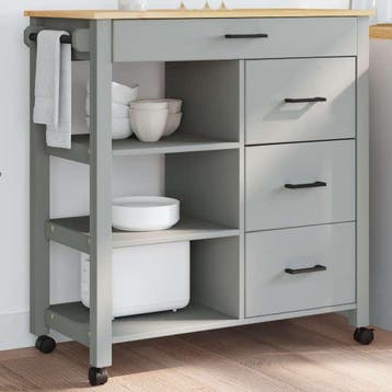 vidaXL Keukentrolley MONZA 84x40x88,5 cm massief grenenhout, Verzenden, Nieuw