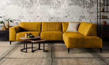 Hoekbank Aspen - hoekbanken - Geel, Nieuw, 150 cm of meer, Leer, 250 tot 300 cm