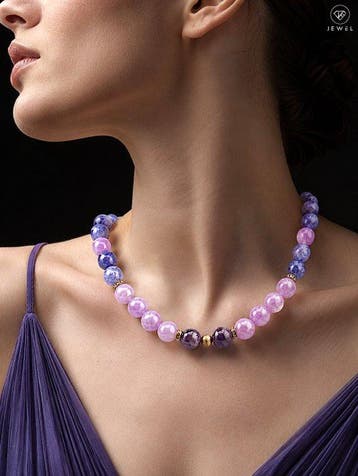 Paars-blauwe edelsteenketting - Amethyst Angel Stone - 925, Antiek en Kunst