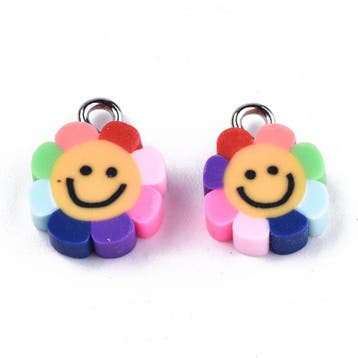 4 x Smiley bedel fimo klei afm. c.a. 13 x 10mm oogje plat..., Hobby en Vrije tijd, Ophalen of Verzenden, Nieuw, Kraal