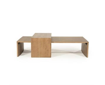 Salontafel set Flo 140x70cm - lichtbruin | Eleonora, Ophalen of Verzenden, Nieuw