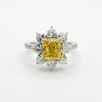 Ring - 14 karaat Witgoud, Geel goud - 5.23ct. tw. Diamant, Nieuw