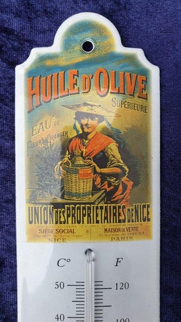 Emaille bord - Metaal - emaille-thermometer  Huile D Olive