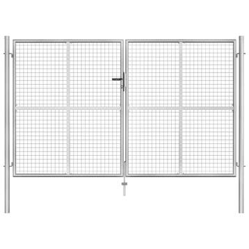 vidaXL Poort 306x200 cm gegalvaniseerd staal zilverkleurig, Verzenden, Nieuw