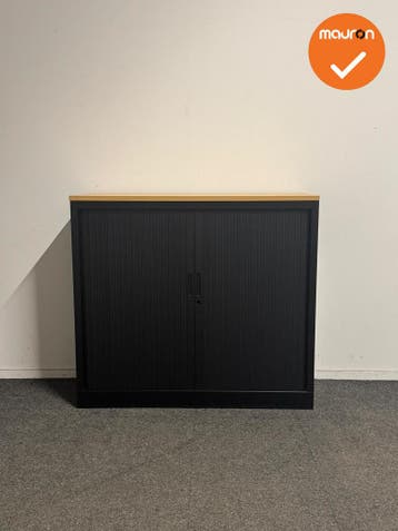 Basic - Roldeurkast - 108x120x45 cm - Zwart - Beuken blad, Werkplek, Ophalen of Verzenden, Gebruikt, Kast