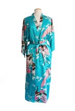 KIMU® Kimono Oceaanblauw Satijn S-M Ochtendjas Yukata Blauw, Ophalen of Verzenden, Nieuw, Maat 36 (S), Carnaval