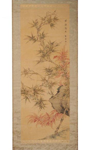 Very fine painting Bamboo And Cockscomb, signed -