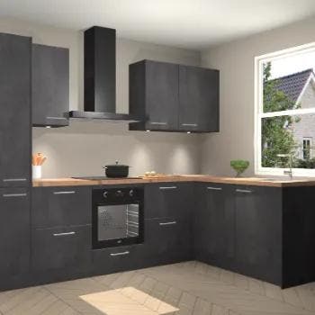 Beton Zwarte keuken Bazel 113604, Huis en Inrichting, Keuken | Complete keukens, Verzenden, Nieuw