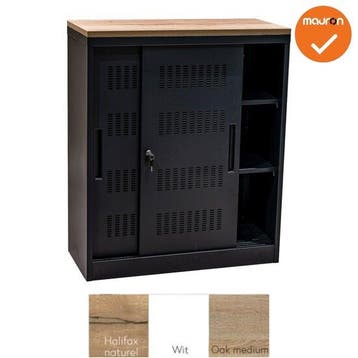 Schuifdeurkast -  Basic - Zwart - 105cm, Werkplek, Ophalen of Verzenden, Gebruikt, Kast
