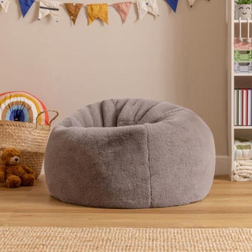 Kingston Kinder Zitzak Vegan Bont - Grijs, Huis en Inrichting, Verzenden, Nieuw